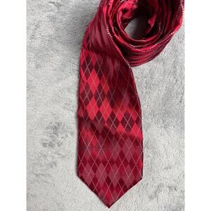 The Tie Bar Red Argyle Silk Tie Burgundy Diamond Mens Necktie